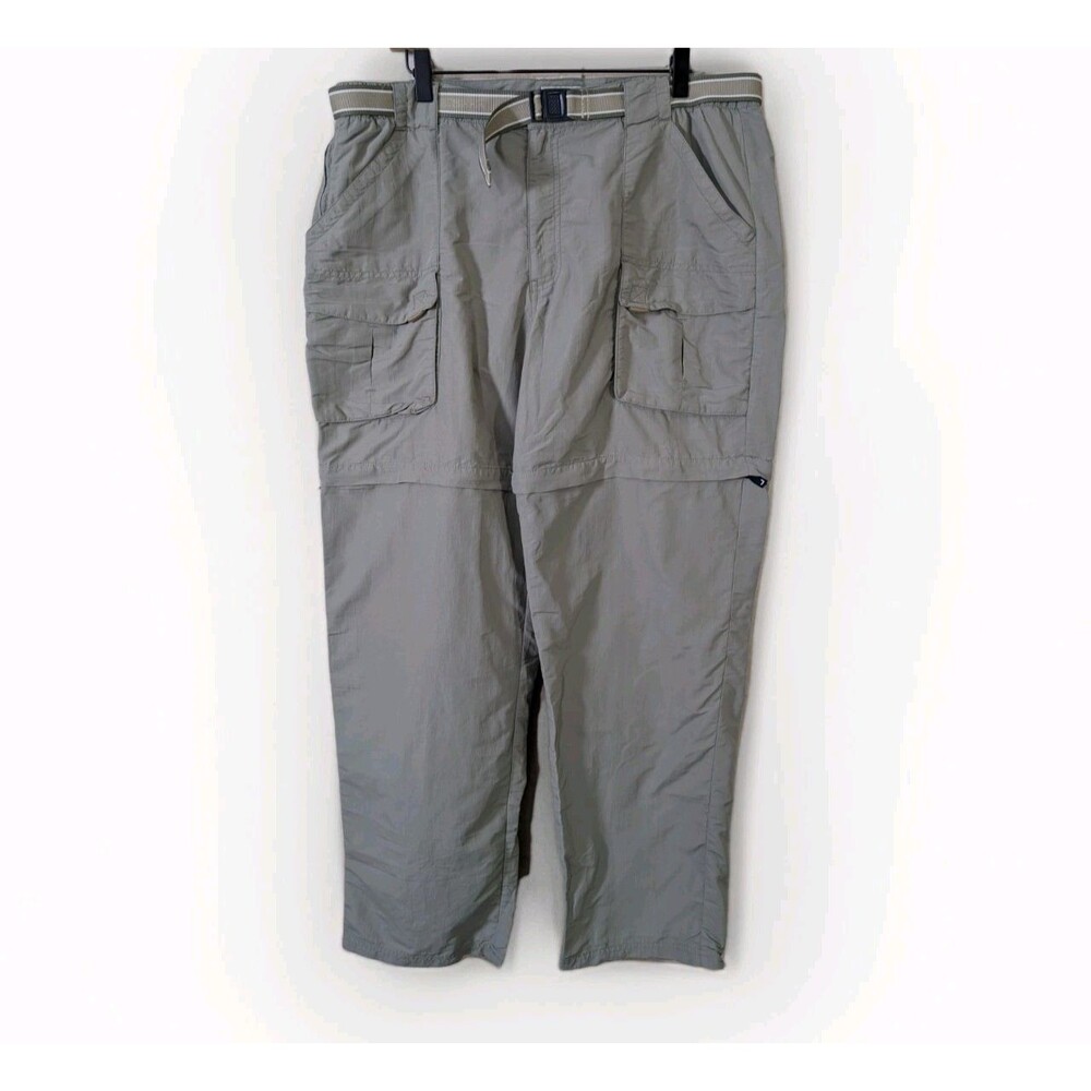 LL Bean Convertible Cargo Pants Mens L Reg Green Nylon Belt Gorpcore Y2K